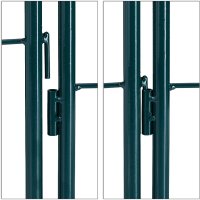 Метална градинска ограда, комплект от 2 закопчаващи се, тъмнозелени, 180 x 50 cm, снимка 7 - Градински мебели, декорация  - 42267021