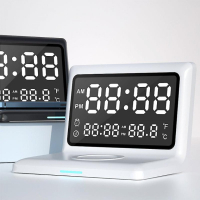 YZ-1 Дигитален LED часовник  Аларма +Безжично Зарядно Будилник, снимка 1 - Друга електроника - 44699336