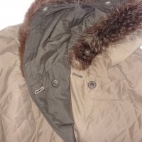 Дамско шушляково палто двулицево бежаво кафяво с качулка естествен косъм, снимка 4 - Якета - 31615540