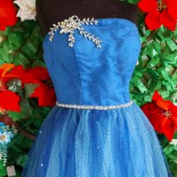 официална рокля в микс от индиго и тъмно синьо с камъни, снимка 1 - Рокли - 29297896