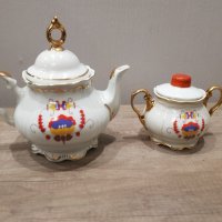 Български видински порцеланов чайник,кана и захарница, снимка 1 - Антикварни и старинни предмети - 38025283