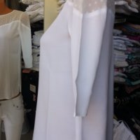 Бяла блуза/риза с дантела и 7/8 дължина на ръкава , снимка 4 - Ризи - 37945390