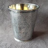 Сребърна с позлата османска чаша с тугра на Абдул Азис 19в, снимка 7 - Чаши - 34192554