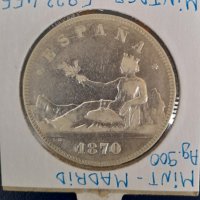 Монета Испания - 5 Песети 1870 г. - Сребро, снимка 2 - Нумизматика и бонистика - 31664375