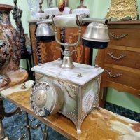Страхотен антикварен немски телефон от оникс с метални орнаменти , снимка 5 - Антикварни и старинни предмети - 44507067