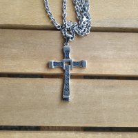 Колие с кръст, висулка с цвят черно и металик, снимка 5 - Колиета, медальони, синджири - 40804808