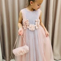 Преливаща дълга рокля с чанта, снимка 1 - Детски рокли и поли - 40573801