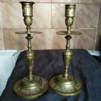 два барокови свещника от бронз, снимка 1 - Антикварни и старинни предмети - 29865430