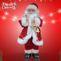 Декоративен Дядо Коледа със светеща факла и камбанки, снимка 1 - Декорация за дома - 42910731