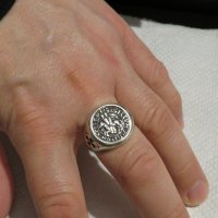 Стар Мъжки сребърен пръстен тамплиерски с ордена sigillvm militum xpisti - Войни на Христа., снимка 5 - Пръстени - 31121311