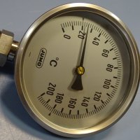 биметален термометър JUMO thermometer ф100mm, 0/+160°C, 0/+200°C, L-85mm, снимка 6 - Резервни части за машини - 35180837