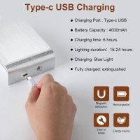 Lightsjoy LED USB акумулаторна стенна лампа, димируема магнитна лентова,аплик с 3 цветни температури, снимка 6 - Лампи за стена - 44370737