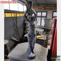 Статуя девойка с поставка за фонтан от бетон – Деметра, снимка 4 - Градински мебели, декорация  - 38963092