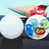 3d кръгло релефно топче сфера 2 части силиконов калъп форма за бижутерски сладкарски смола изделия, снимка 1 - Други - 24481427