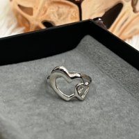 Сребърен пръстен две сърца за Св. Валентин, снимка 1 - Пръстени - 44157176