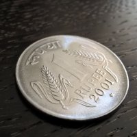 Mонета - Индия - 1 рупия | 2001г., снимка 1 - Нумизматика и бонистика - 30464286