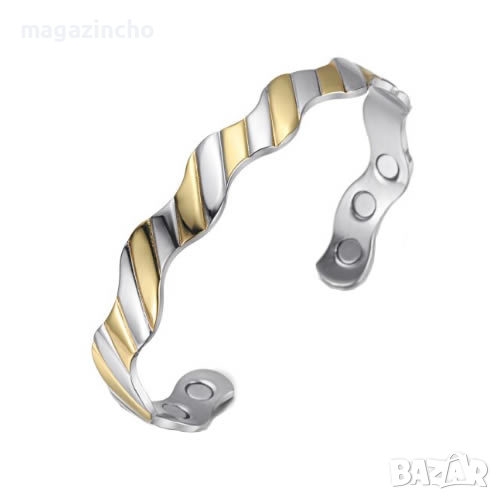 Титаниева магнитна гривна Обръч, Дамска Цвят Сребристо-Златист (Код: T-390), снимка 1