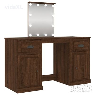 vidaXL Тоалетка с LED, Кафяв дъб, 130x50x132,5 см(SKU:3185350, снимка 1