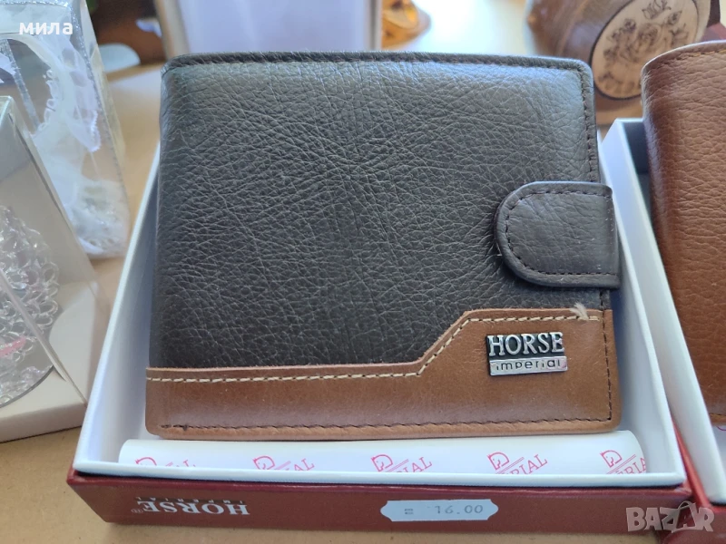 Мъжки кожен портфейл в кутия, снимка 1