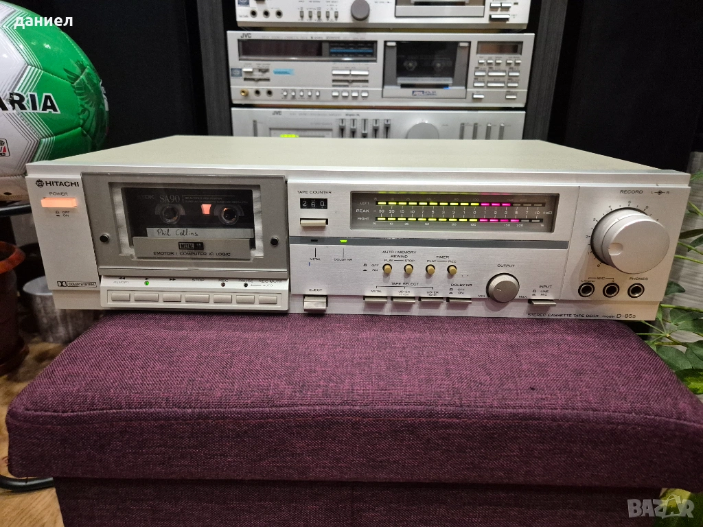 Двуглав касетен дек HITACHI D-85s с отличен външен вид, без липси и надрасквания + подарък, снимка 1