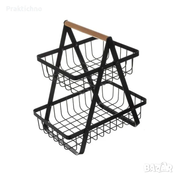 Двуетажна метална кошница за плодове/зеленчуци, Ruhhy, снимка 1