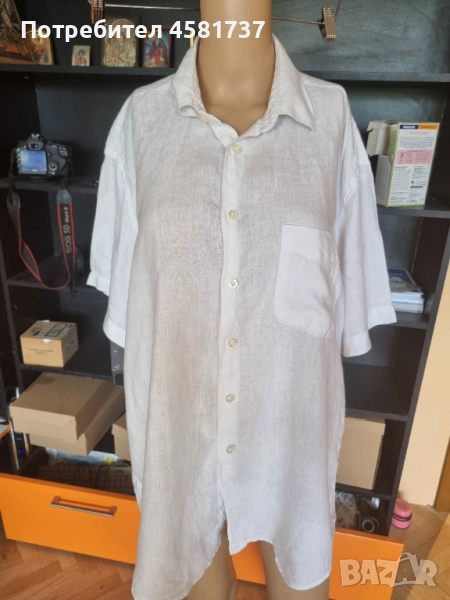 Бяла ленена мъжка риза Col Bleu, размер XL, снимка 1