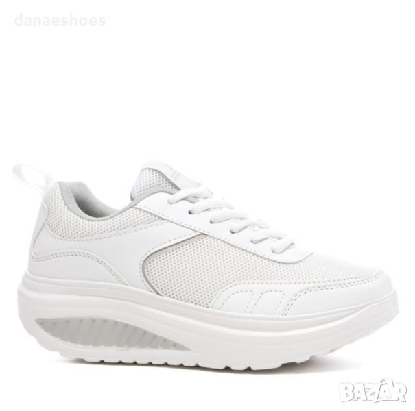 Дамски маратонки с дебела подметка тип уолкмакс в бяло,  бежово и черно , снимка 1