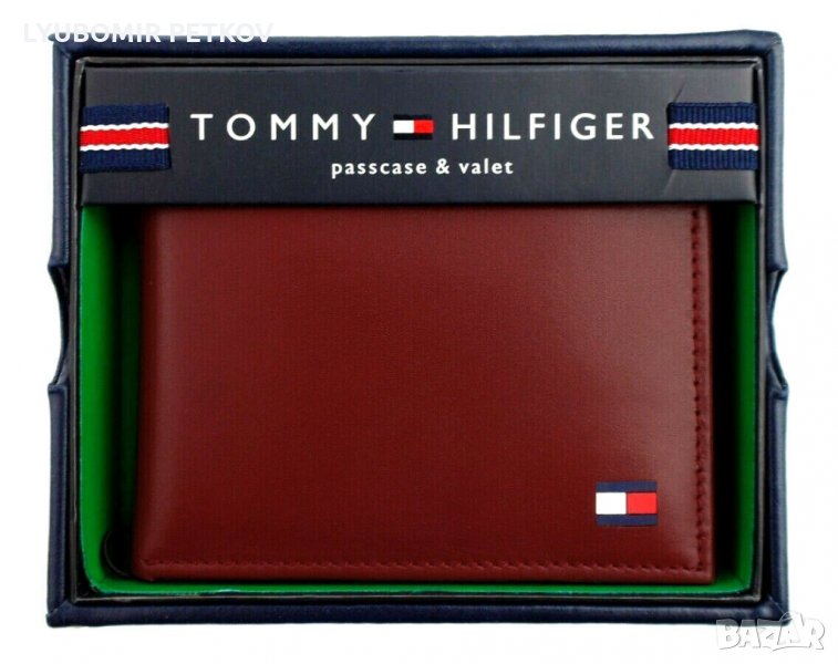 Нов Tommy Hilfiger Мъжки Кожен Червен Портфейл Портмоне, снимка 1