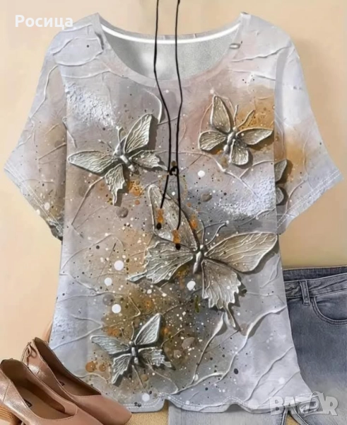 Дамска блуза с къс ръкав размер 2ХЛ нова, снимка 1