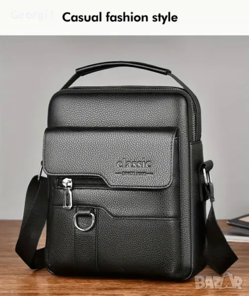 Мъжки елегантни, удобни и универсална чанти POLC (PU кожа) черни на цвят!, снимка 1