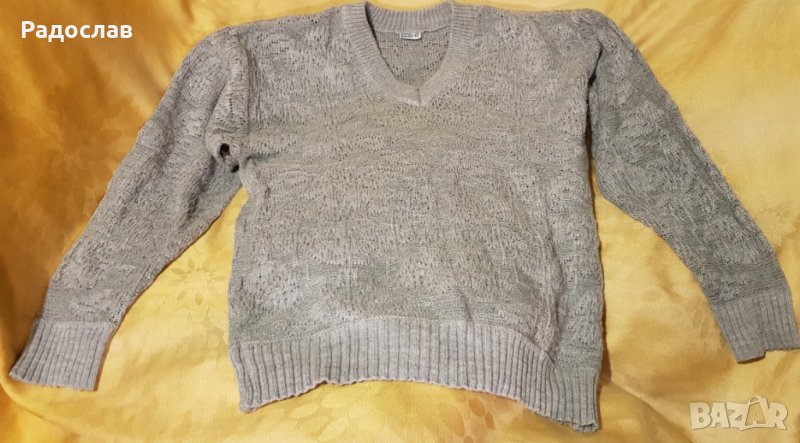 Мъжки пуловер остро деколте  сив Вълнен нов, снимка 1