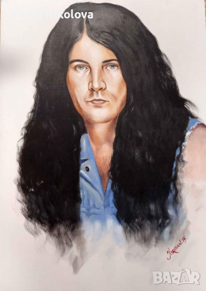 Портрет на Ian Gillan,50/70,маслени бои,картон,без рамка, снимка 1