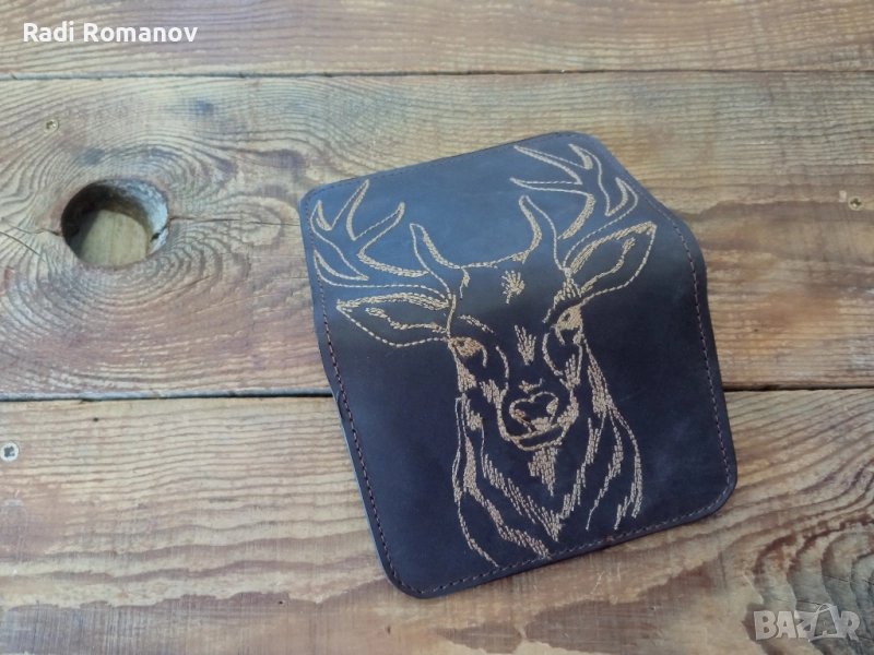 Мъжки кожен портфейл, ловен аксесоар, ръчно изработен мъжки кожен кейс , снимка 1