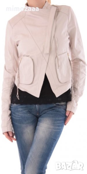 Cristina Gavioli Leather Jacket асиметрично кожено яке естествена кожа, снимка 1