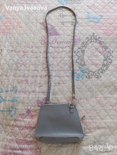 Vera pelle малка сива чанта естествена кожа , снимка 1