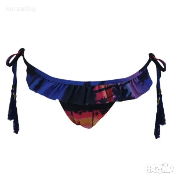 Цветно дамско долнище на бански с волан и странични връзки - 22800, снимка 1