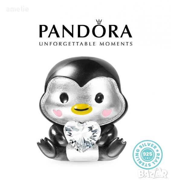 Талисман Пандора Pandora сребро 925 Cute Penguin Сладкия Пингвин. Колекция Amélie, снимка 1