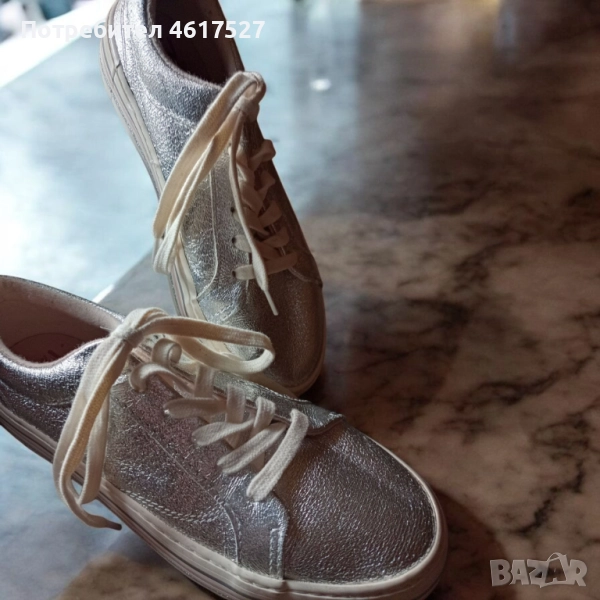 Сребристи дамски маратонки Zara, снимка 1