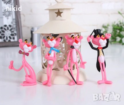 4 бр Pink Panther Пинко Розовата Пантера пластмасови фигурки PVC за игра и украса торта играчки, снимка 1