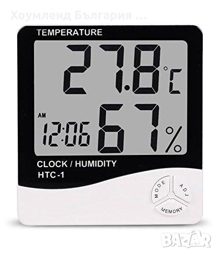 Термометър за дома 3в1 с дигитален дисплей, влагометър и часовник, снимка 1