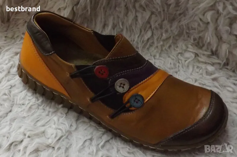 Дамски цветни обувки, естествена кожа, без връзки, код 74/129, снимка 1