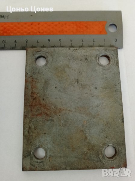 Стоманени поцинковани планки, дебелина -5 мм. с четири отвора Ф 9 мм., снимка 1