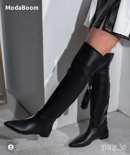Кожени равни ботуши , снимка 1