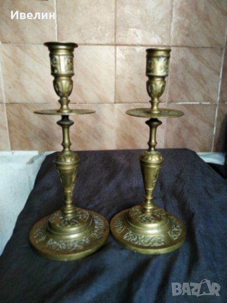 два барокови свещници от бронз, снимка 1