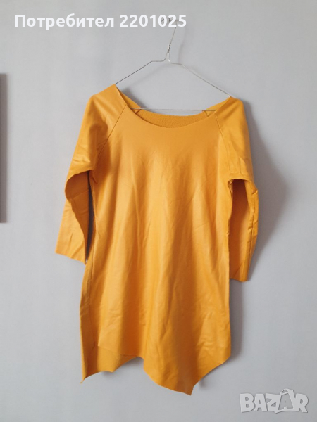 Жълта блуза туника с промазан плат , снимка 1