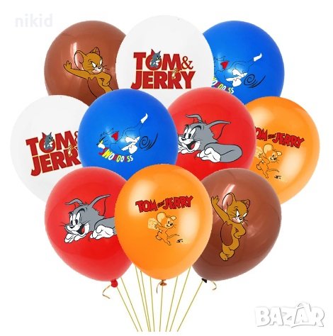 Том и Джери Обикновен надуваем латекс латексов балон парти хелий или газ, снимка 1
