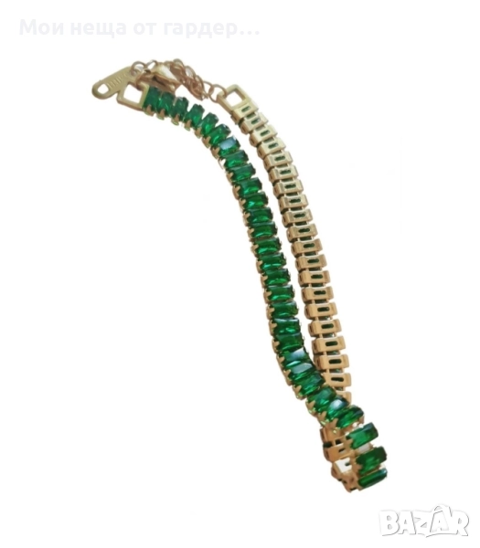 Гривна с кристали емералд .По голям размер, снимка 1