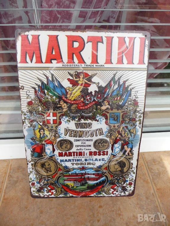 Метална табела алкохол Martini Мартини вермут вино етикет лого емблема марка запазена напитка бар, снимка 1