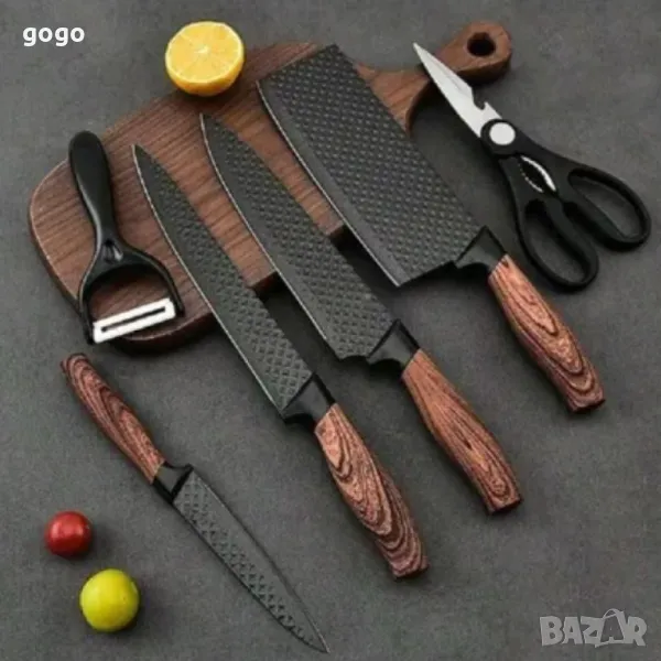Стилен и практичен кухненски комплект ножове – 6 части, снимка 1