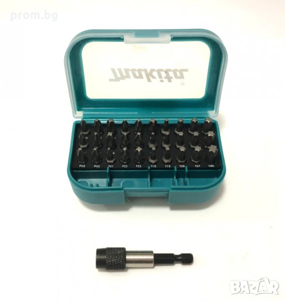 Makita комплект накрайници, битове, 31 ч, отвертки, магнитен държач, Германия, снимка 1